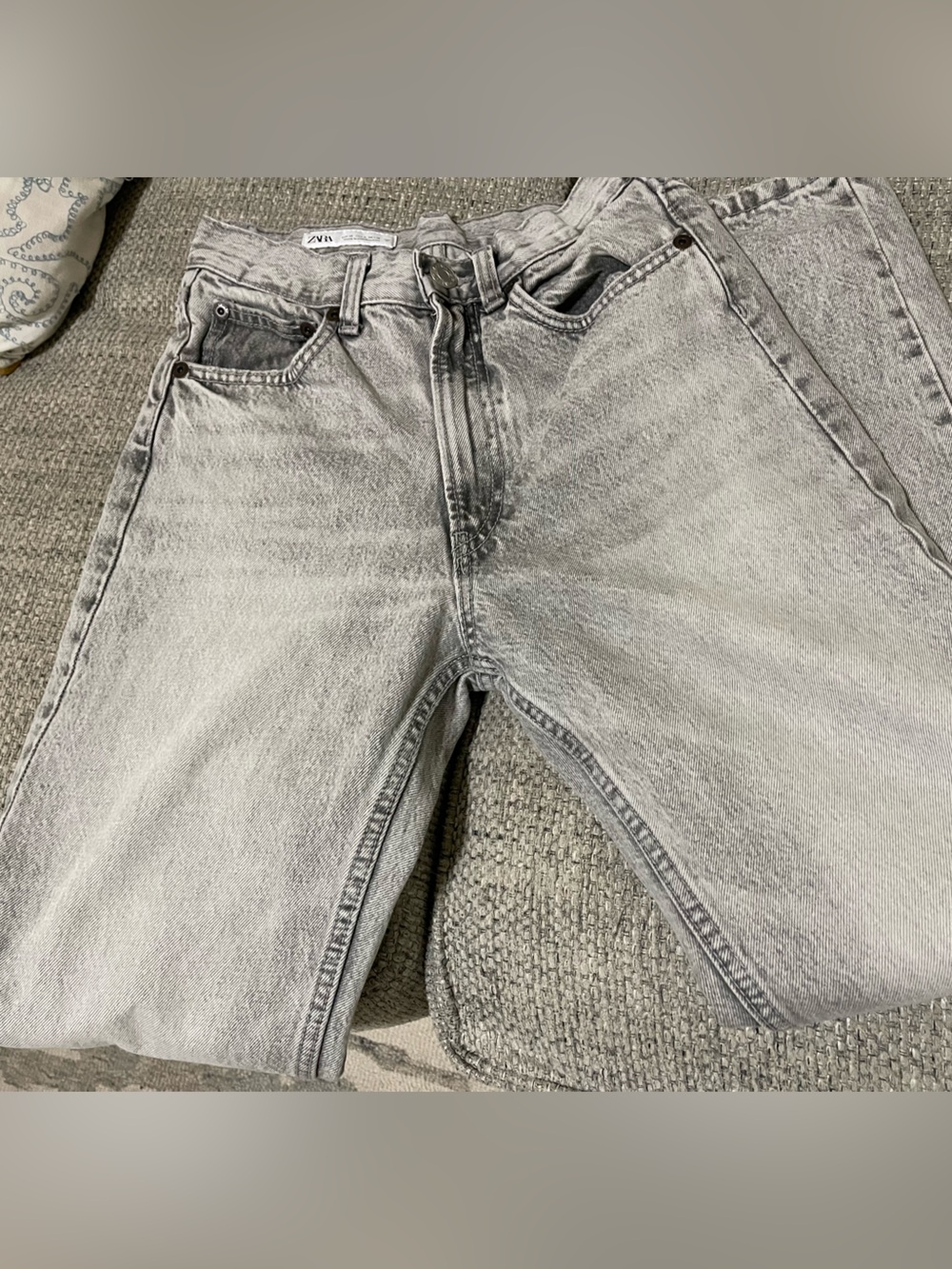 Zara Light Gray Straight Leg Jeans